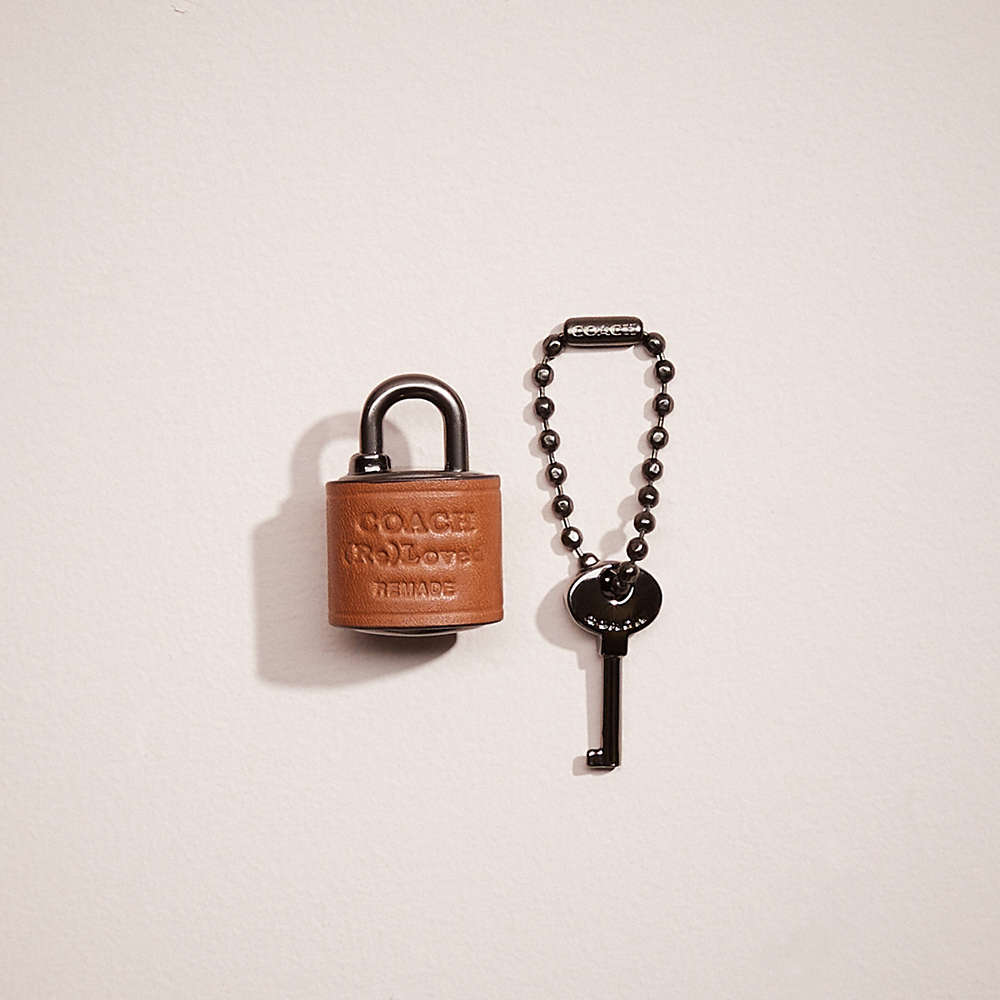 Coach Remade Padlock And Key Bag Charm In Brown