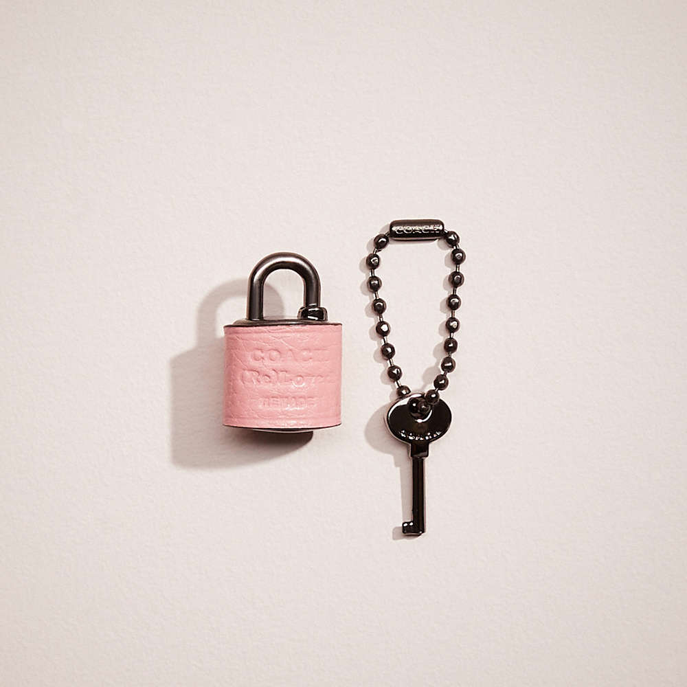Coach Remade Padlock And Key Bag Charm In Pink/multi