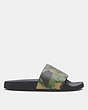 COACH®,SLIDE IN CAMO PRINT WITH SIGNATURE,Mixed Materials,Gunmetal/Green Multi,Angle View
