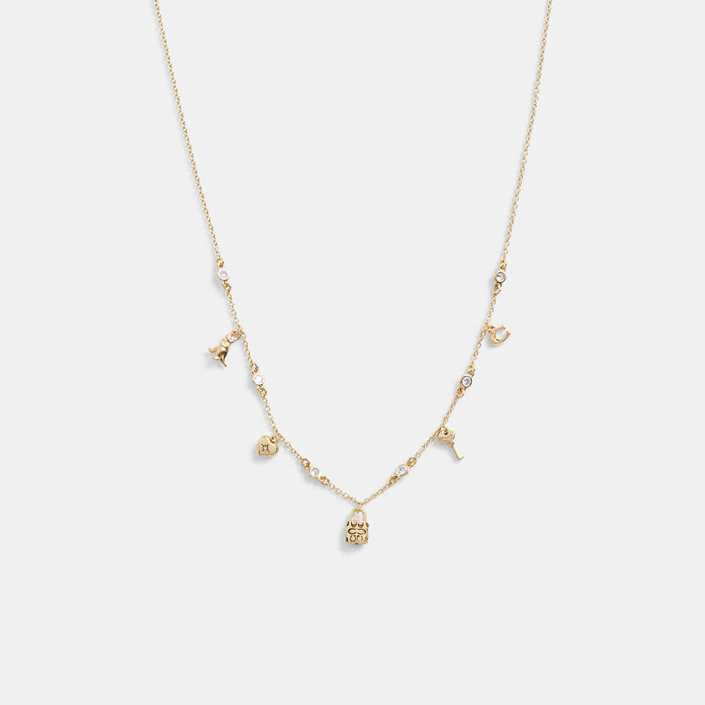 Coach Mini Iconic Charm Necklace In Gold