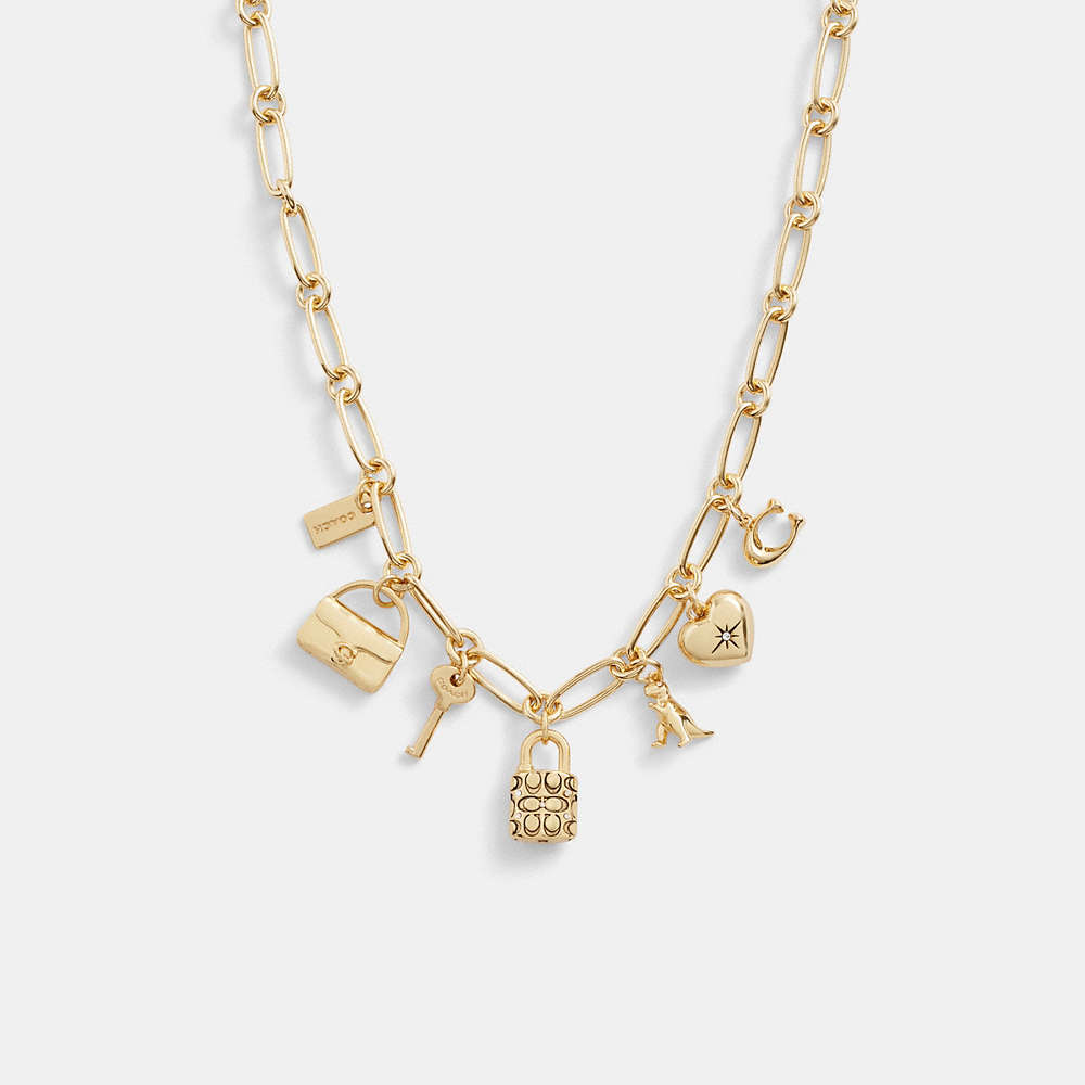 Coach Iconic Charm Chain Necklace In Gold