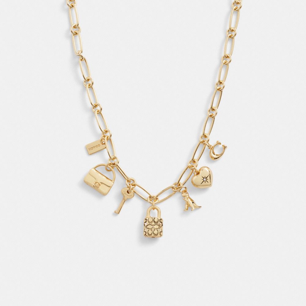 Coach Iconic Charm Chain Necklace In Gold