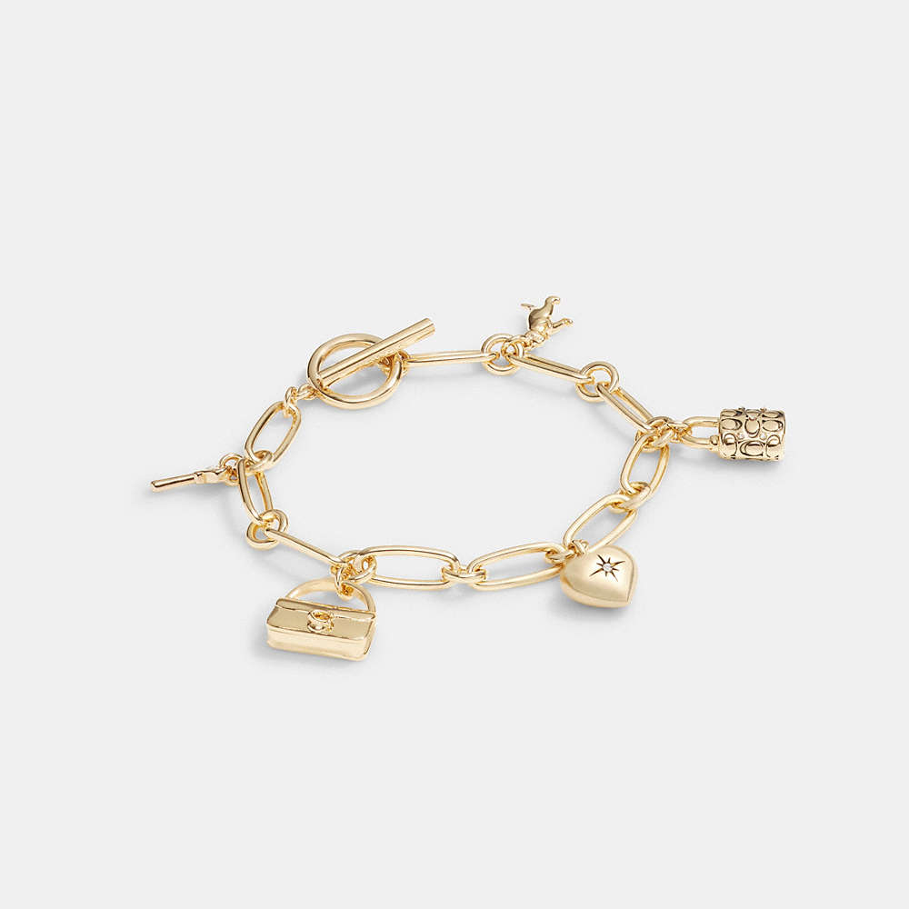 Coach Iconic Charm Chain Bracelet In Gold