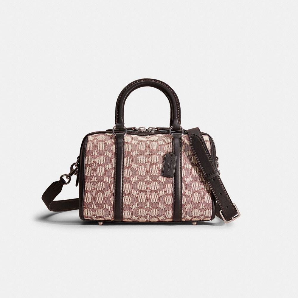 Coach Restored Ruby Satchel 25 In Signature Textile Jacquard In Silver/cocoa Black