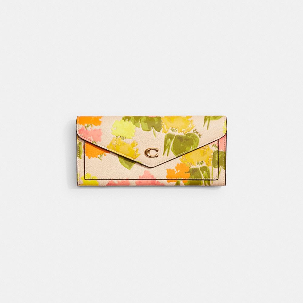 Coach Restored Wyn Soft Wallet With Floral Print In Brass/multi