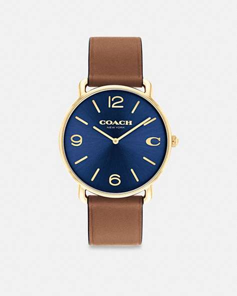 COACH®,ELLIOT WATCH, 41MM,Saddle/Navy,Front View