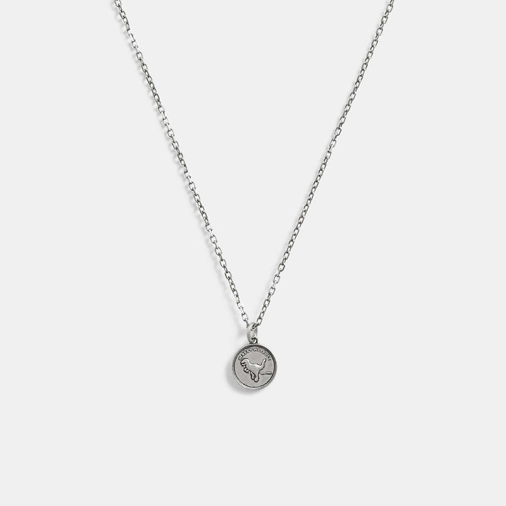 Coach Sterling Silver Coin Pendant Necklace