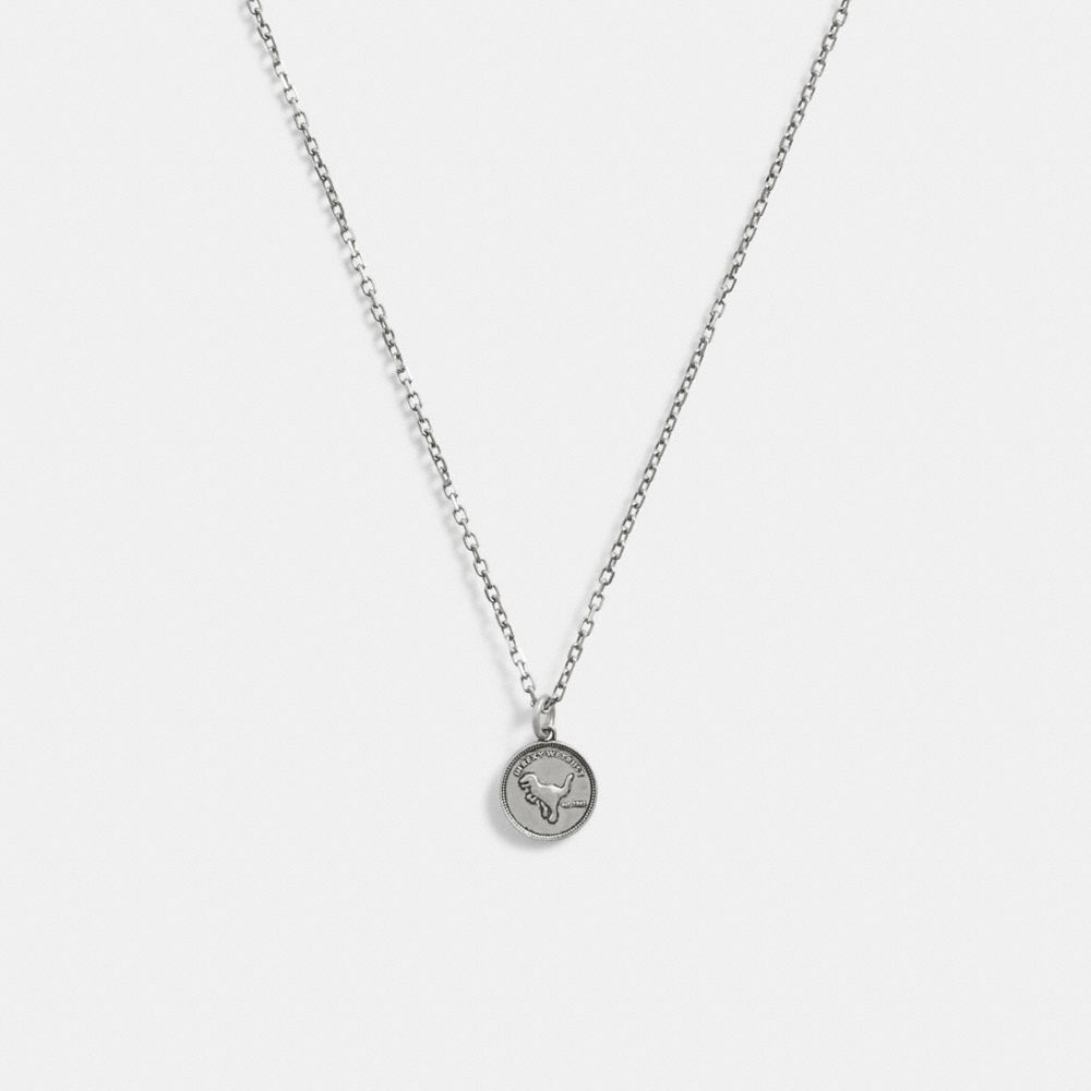 Coach Sterling Silver Coin Pendant Necklace