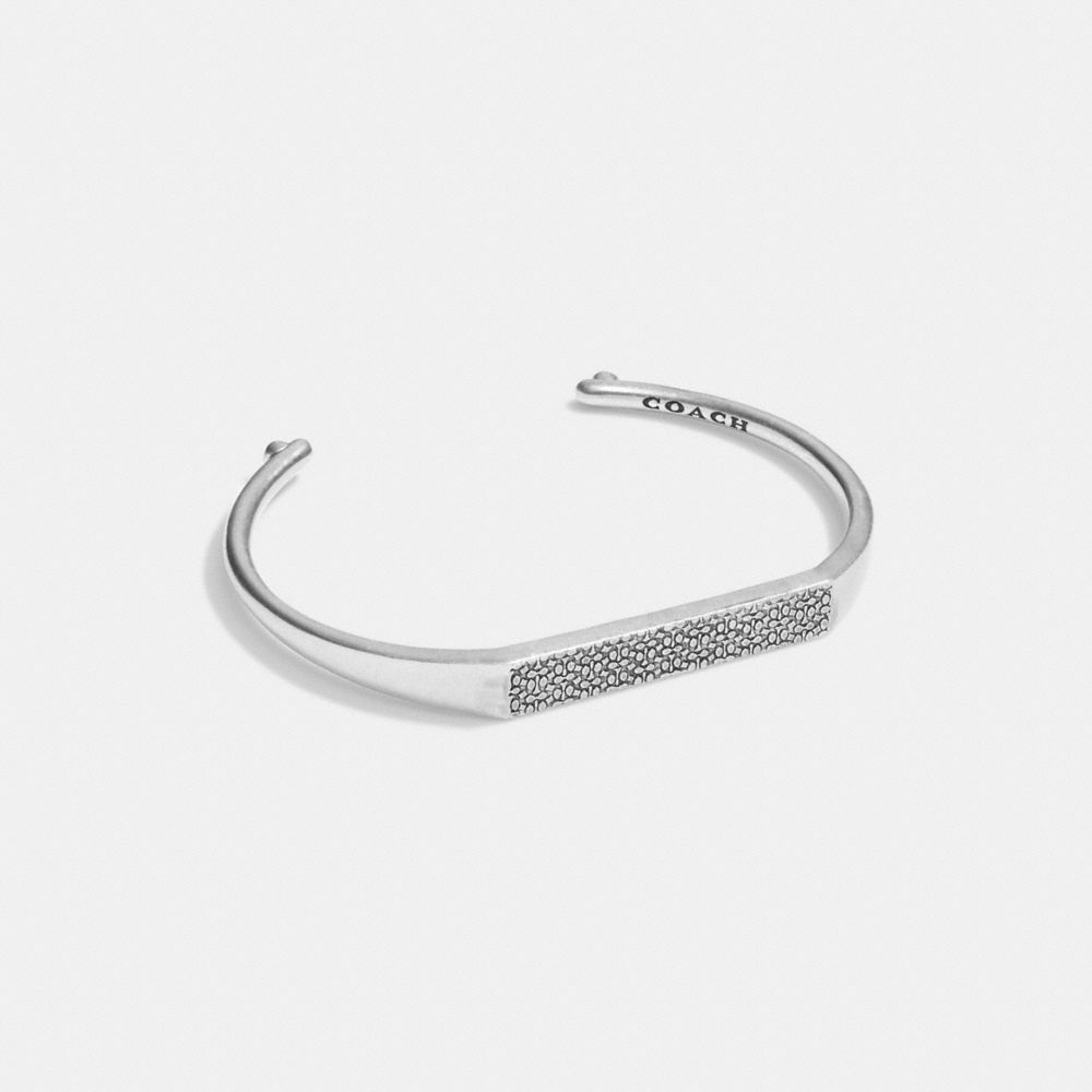 Coach Sterling Silver Signature Id Cuff In Metallic