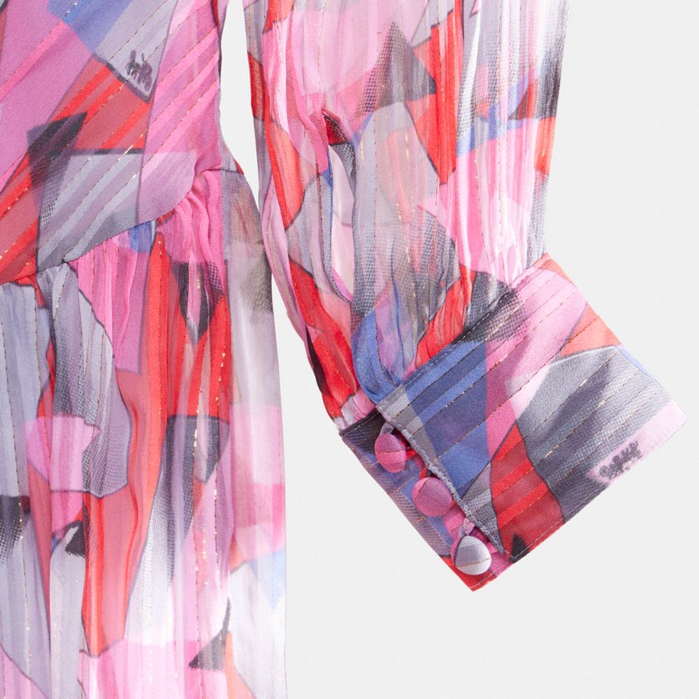 Coach Restored Bold Geo Yoke Dress In Red/pink