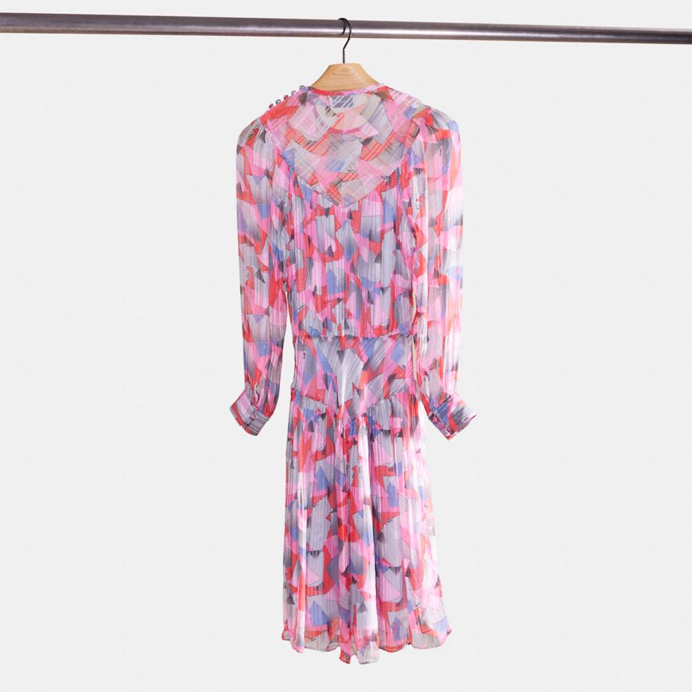 Coach Restored Bold Geo Yoke Dress In Red/pink