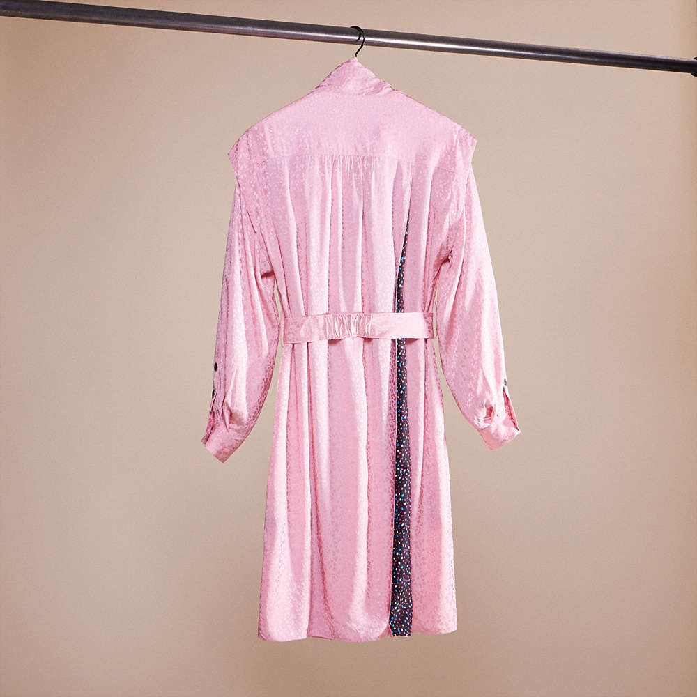 Shop Coach Restored Abstract Jacquard Drape Belted Dress In Pink