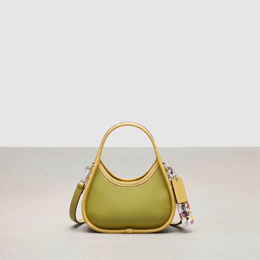 Coach Mini Ergo Bag With Crossbody Strap In Topia Leather In Lime Green/sunflower