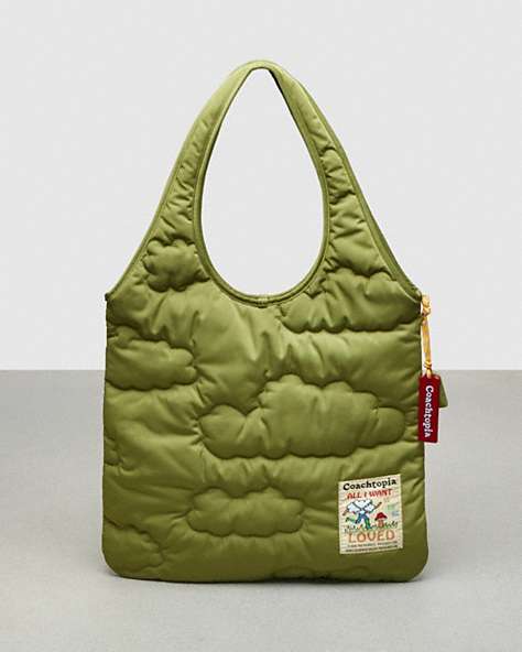 COACH®,Coachtopia Loop Quilted Cloud Tote,Polyester,Mini,Olive Green,Front View