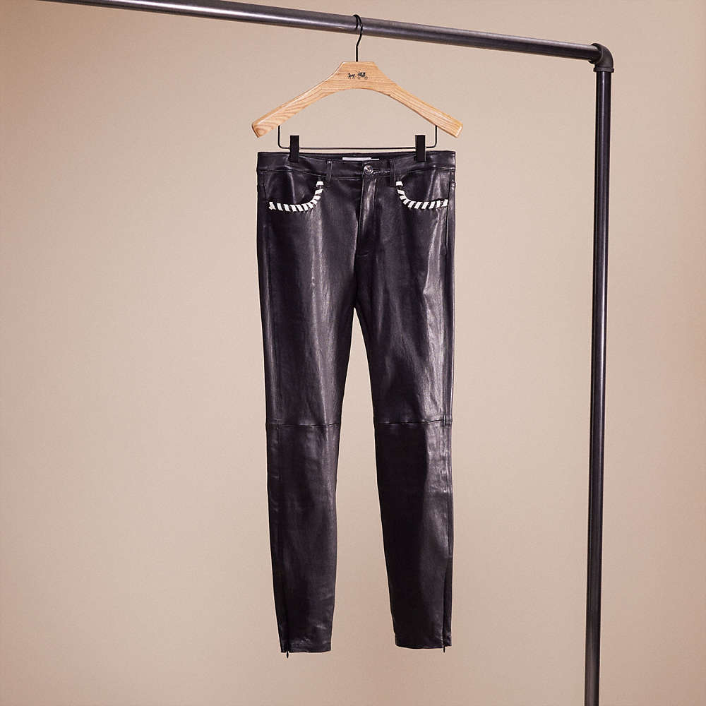 Coach Upcrafted Stretch Leather Pants In Black