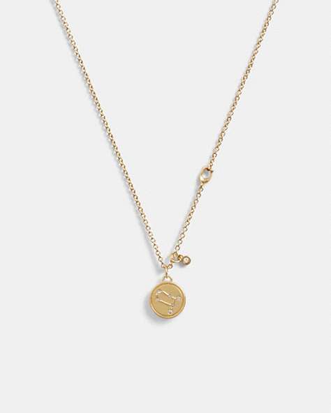 COACH®,GEMINI COIN PENDANT NECKLACE,Metal,Gold,Front View