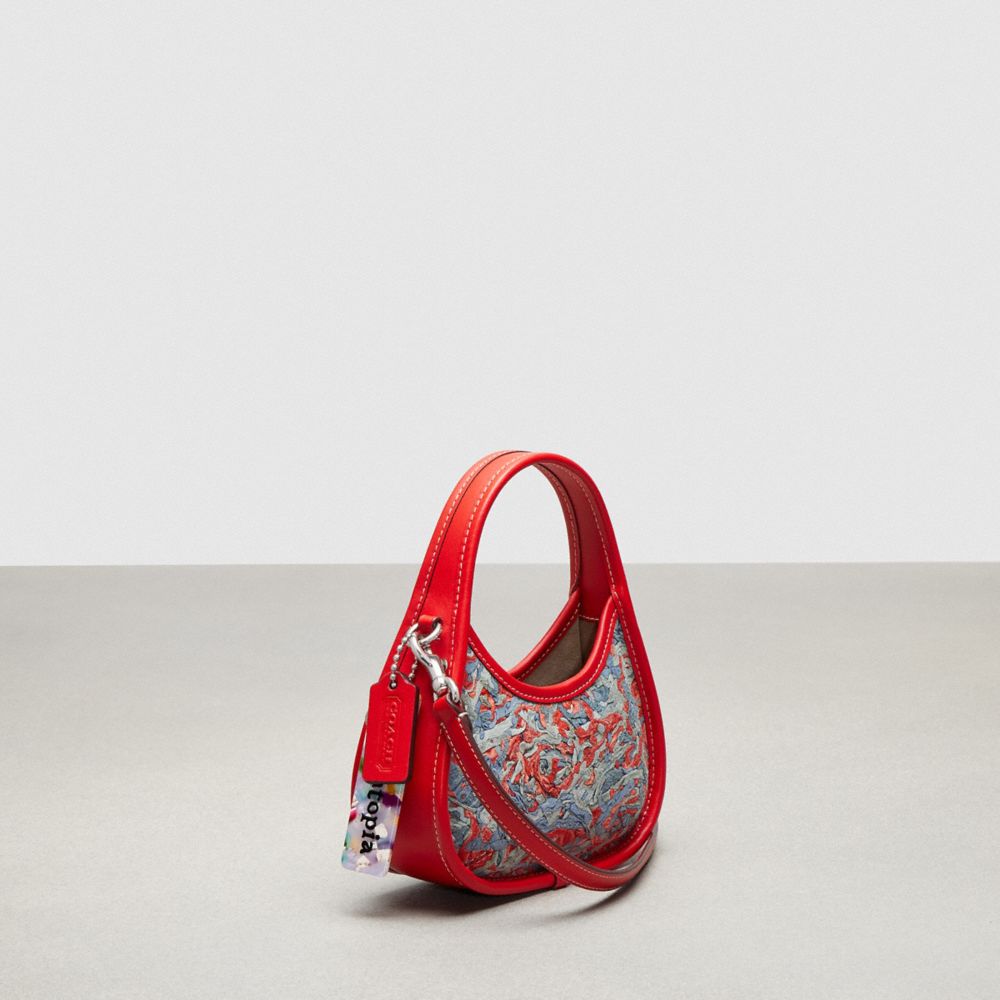 Coach Mini Ergo Bag With Crossbody Strap In Upcrushed Upcrafted Leather In Miami Red Multi