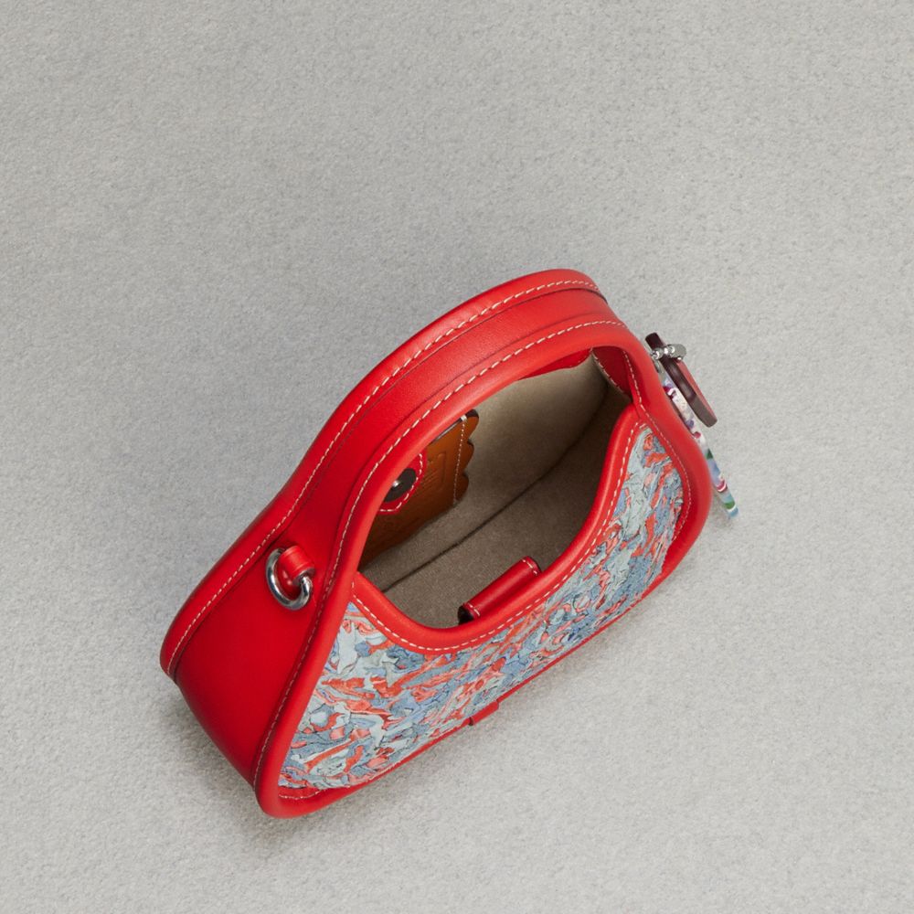 Coach Mini Ergo Bag With Crossbody Strap In Upcrushed Upcrafted Leather In Miami Red Multi