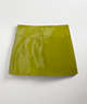 COACH®,Wavy Mini Skirt in Crinkle Patent Coachtopia Leather ,Olive Green,Front View