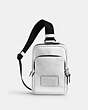 COACH®,TRACK PACK 14,Pebble Leather,Black Antique Nickel/Metallic Silver,Front View
