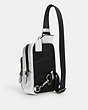 COACH®,TRACK PACK 14,Pebble Leather,Black Antique Nickel/Metallic Silver,Angle View
