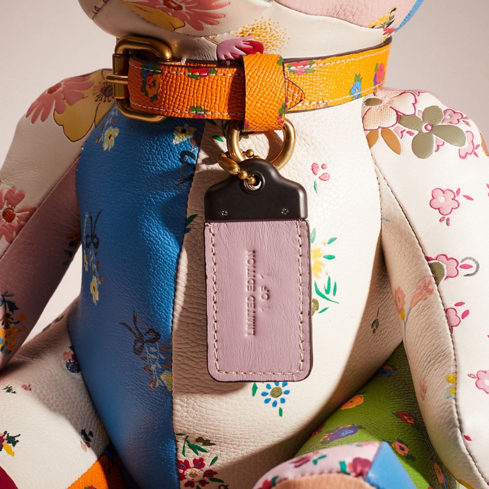 Remade Collectible Bear In Floral Patchwork