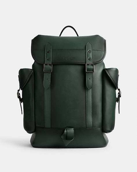 COACH®,HITCH BACKPACK,Glovetanned Leather,Extra Large,Amazon Green,Front View