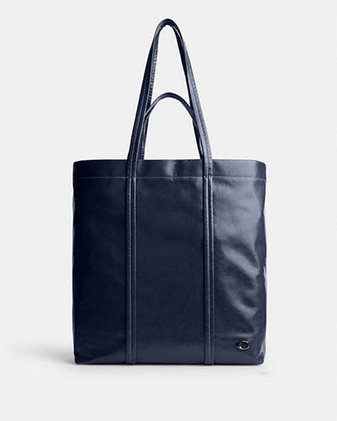 COACH®,HALL TOTE,Leather,Large,Deep Blue,Front View