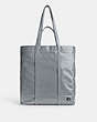 COACH®,HALL TOTE,Leather,Large,Grey Blue,Front View