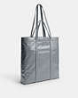 COACH®,HALL TOTE,Leather,Large,Grey Blue,Angle View