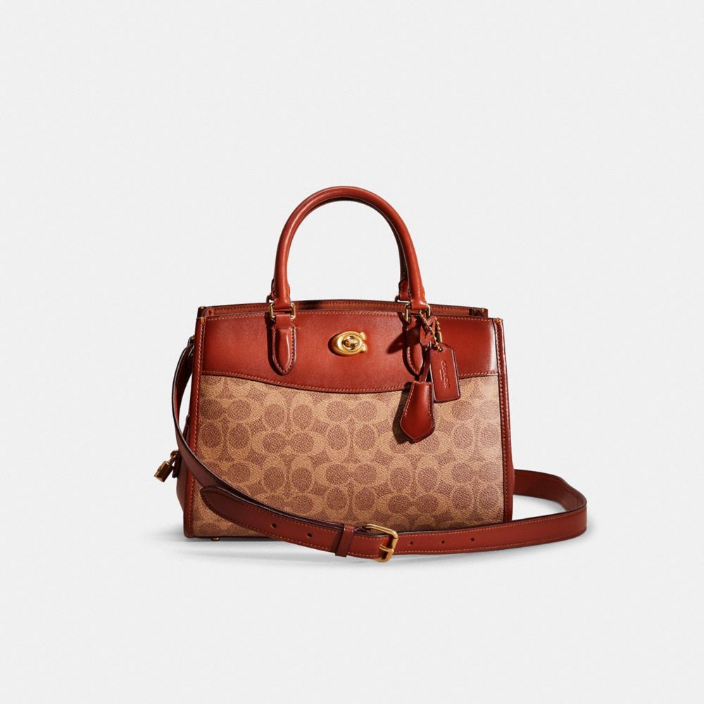 Coach Restored Brooke Carryall 28 In Signature Canvas In Brass/tan/rust