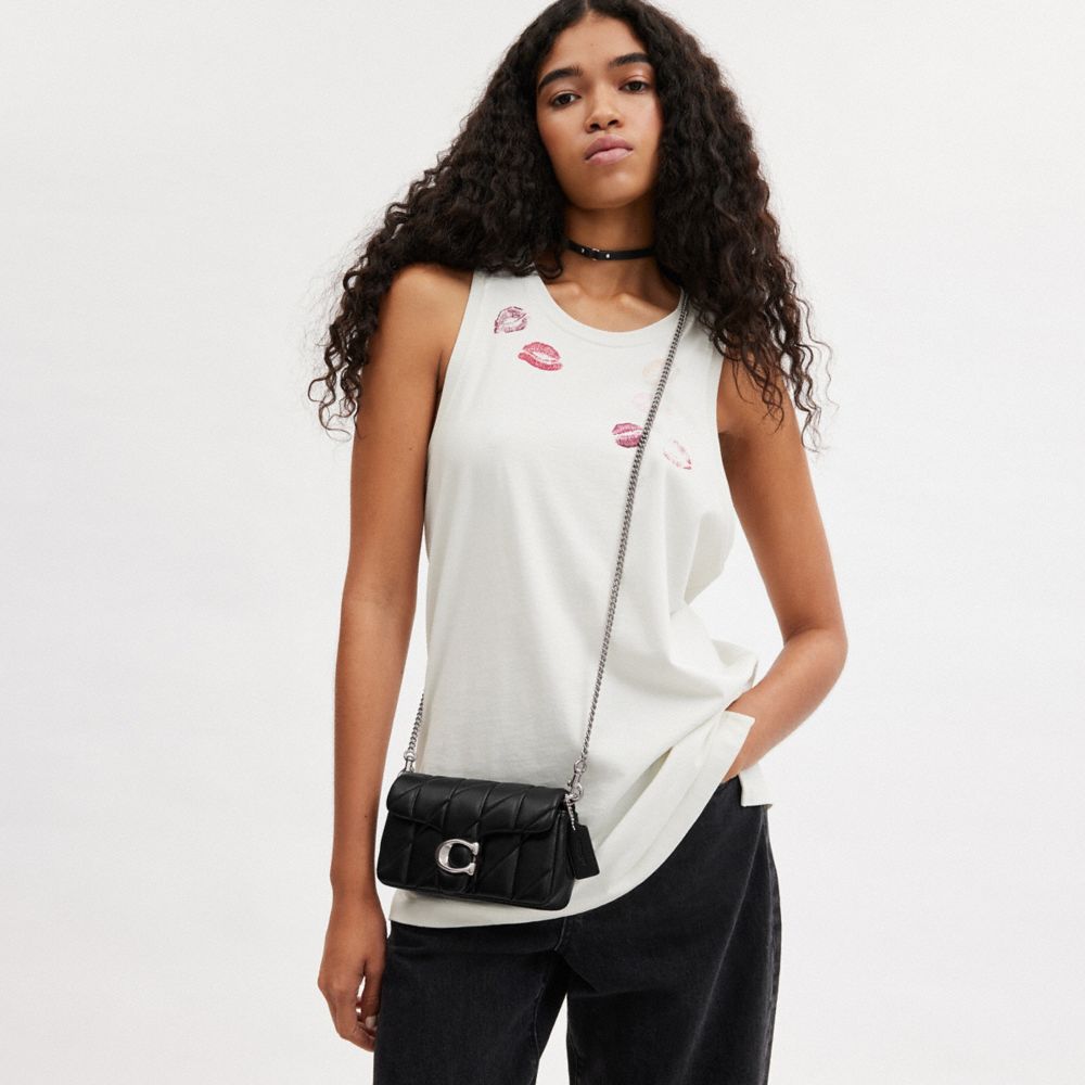 Coach Buy Now Tabby Wristlet With Pillow Quilting In Silver/black