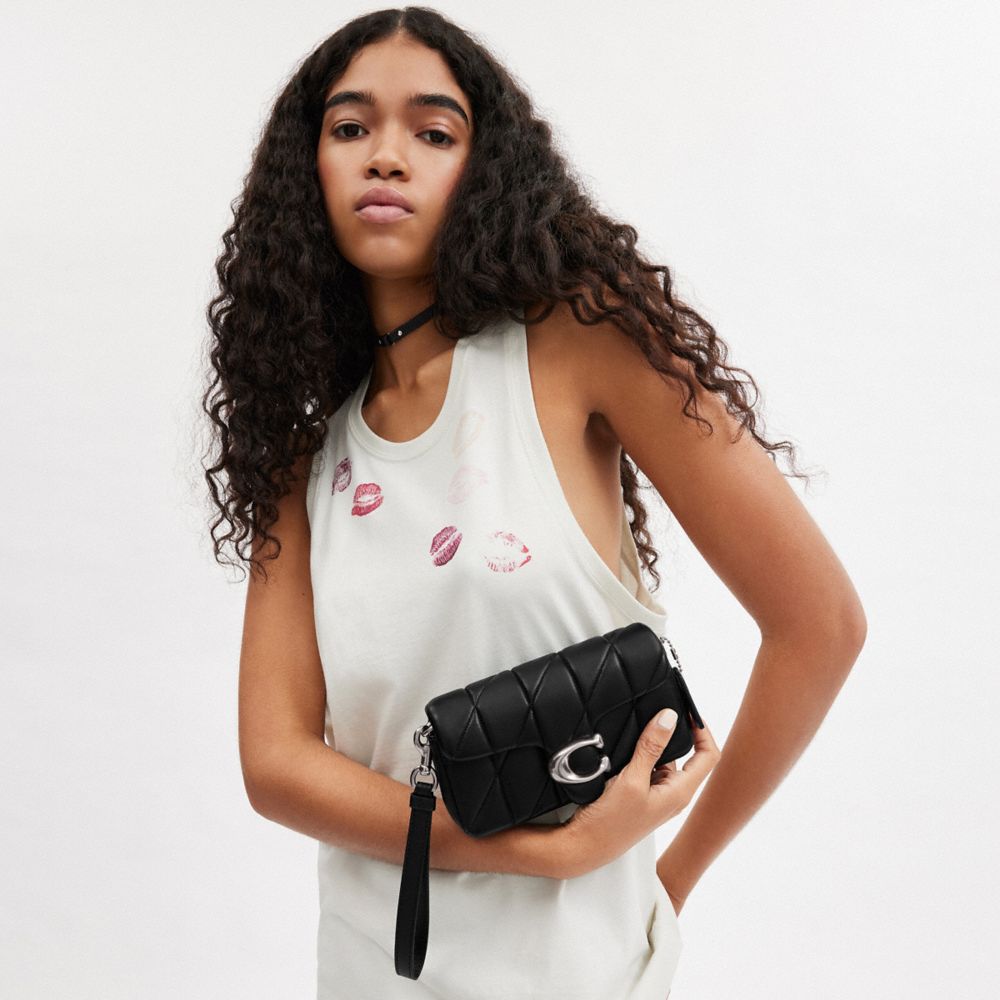 Coach Buy Now Tabby Wristlet With Pillow Quilting In Silver/black