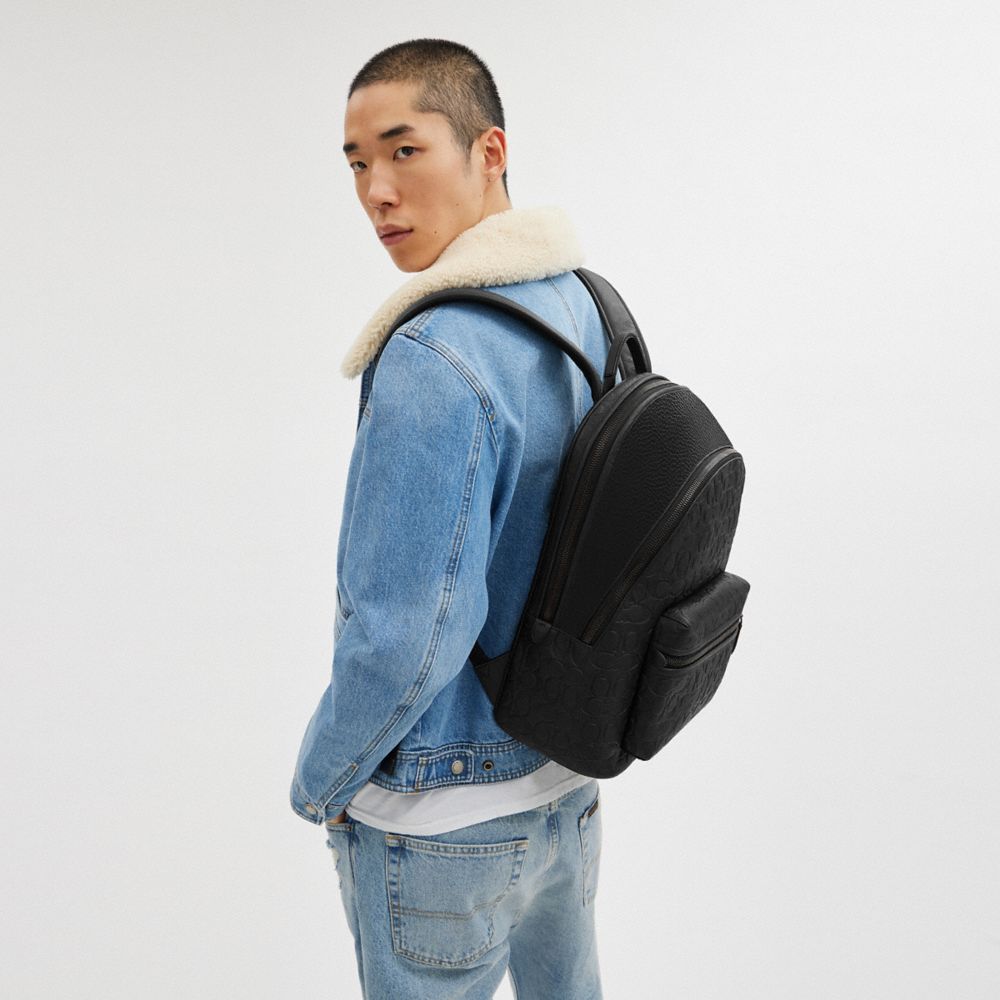 Coach Charter Rucksack Aus Signature-leder In Black