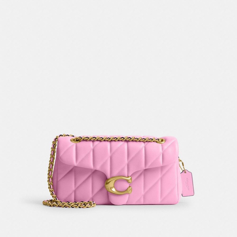 COACH®,Tabby Shoulder Bag 26 With Pillow Quilting,Leather,Shoulder Bag,Chain Detail,Logo,Metal,Compact,Silver Metal,Day Party,,Front View