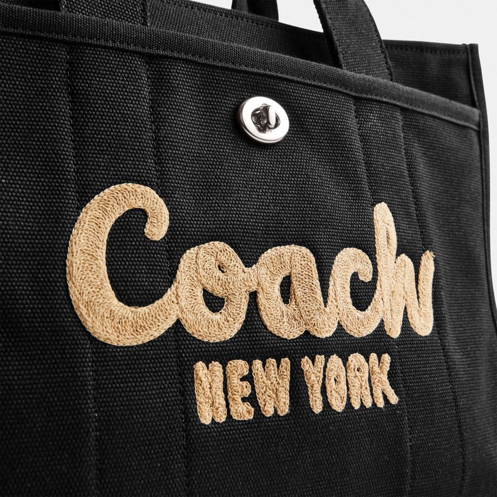Coach Field Logo-appliqué Tote Bag In Black