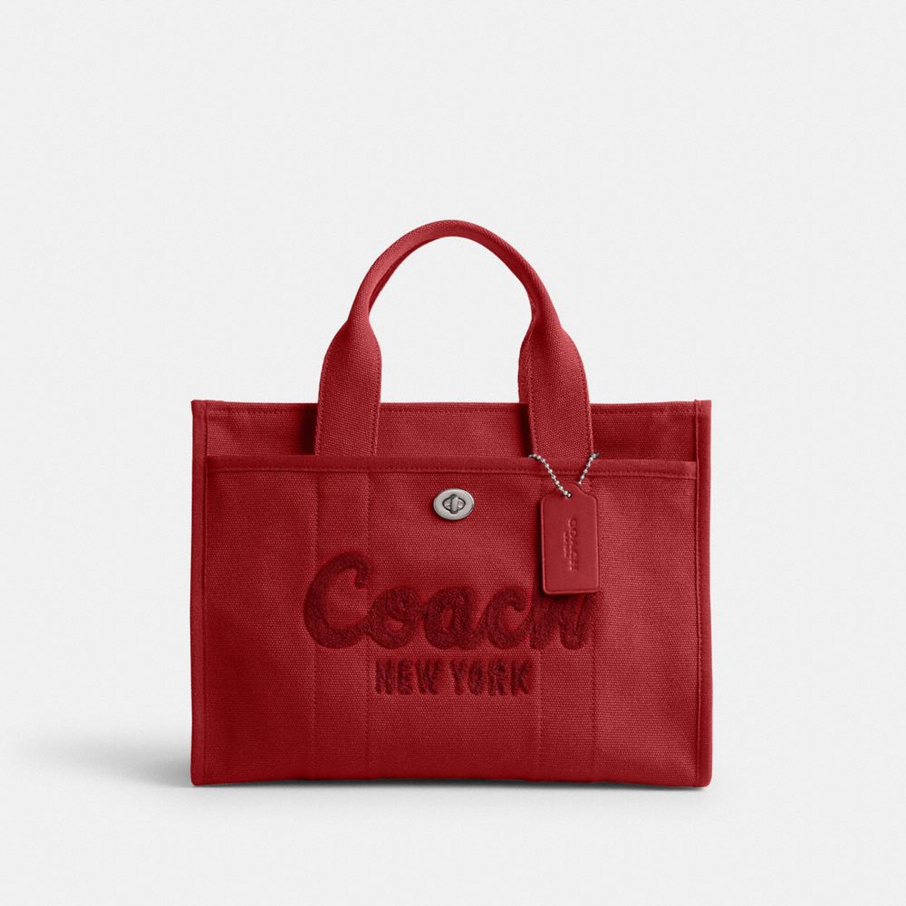 COACH®,Cargo Tote Bag,Cotton,Canvas,Crossbody,No Embellishment,Casual,Red,Front View