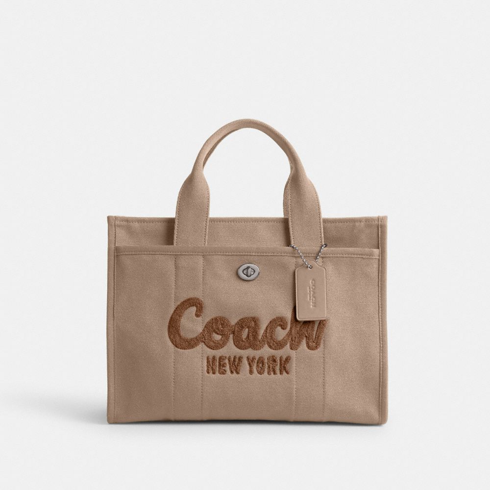 COACH®,Cargo Tote Bag,Cotton,Canvas,Crossbody,No Embellishment,Casual,Brown,Front View