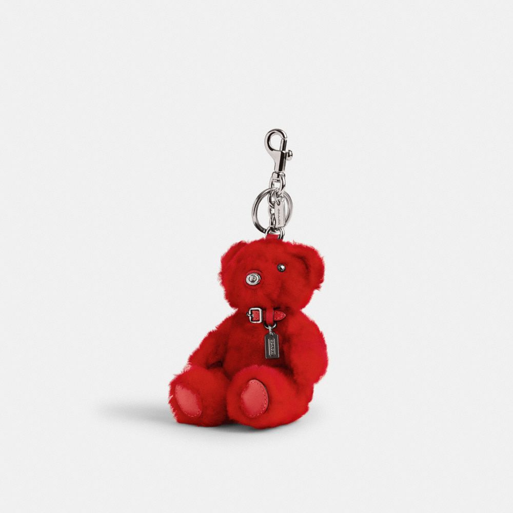 Coach Bear Bag Charm In Signature Shearling In Red