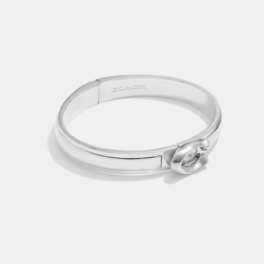 Coach Tabby Enamel Hinged Bangle In Silver