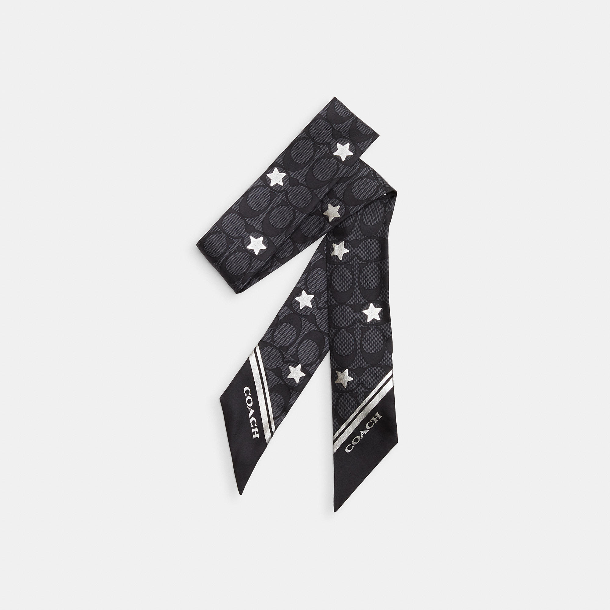 Coach Outlet Signature Twinkle Star Print Silk Skinny Scarf In Multi