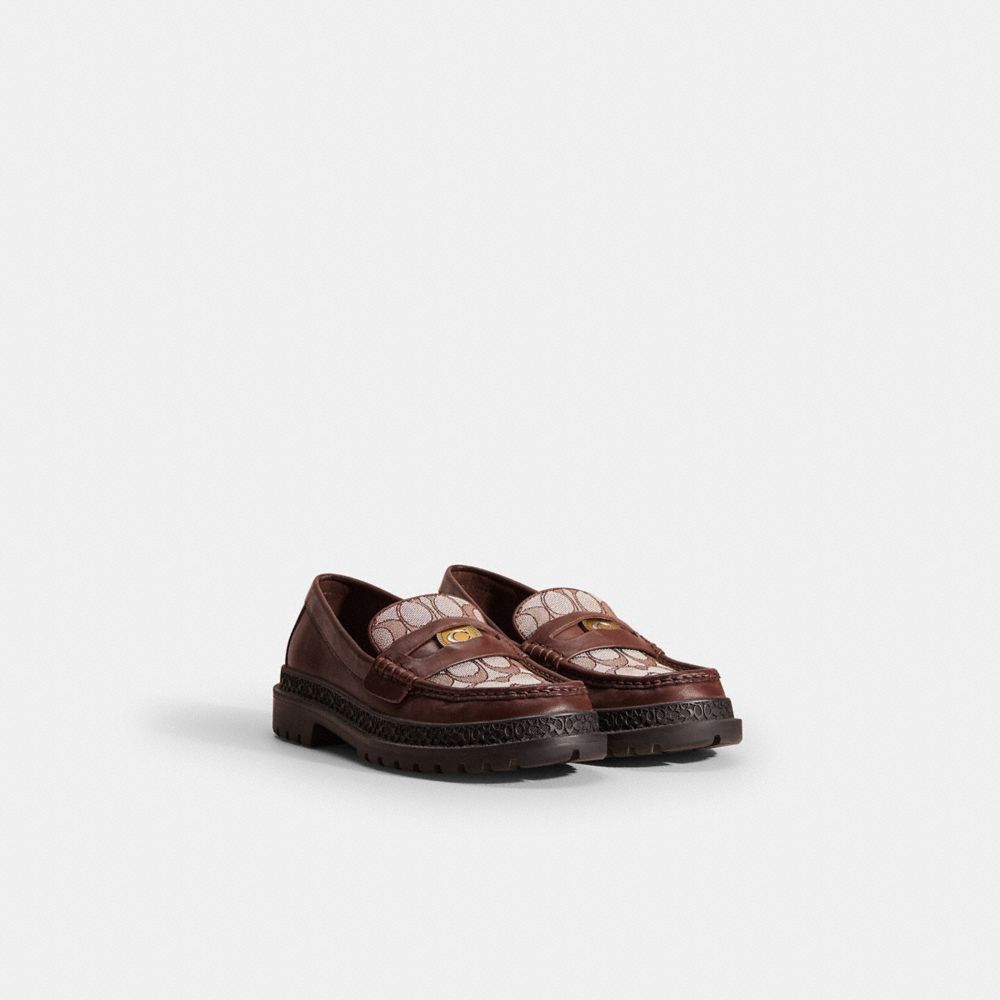 Coach Restored Loafer With Signature Jacquard And Signature Coin In Maple