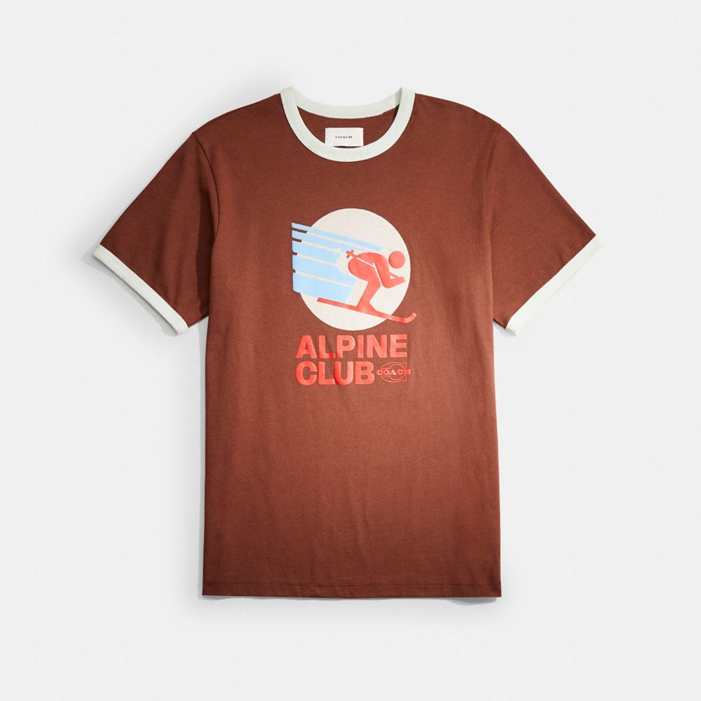 Coach Restored Alpine Club Boxy T Shirt In Organic Cotton In Dark Brown