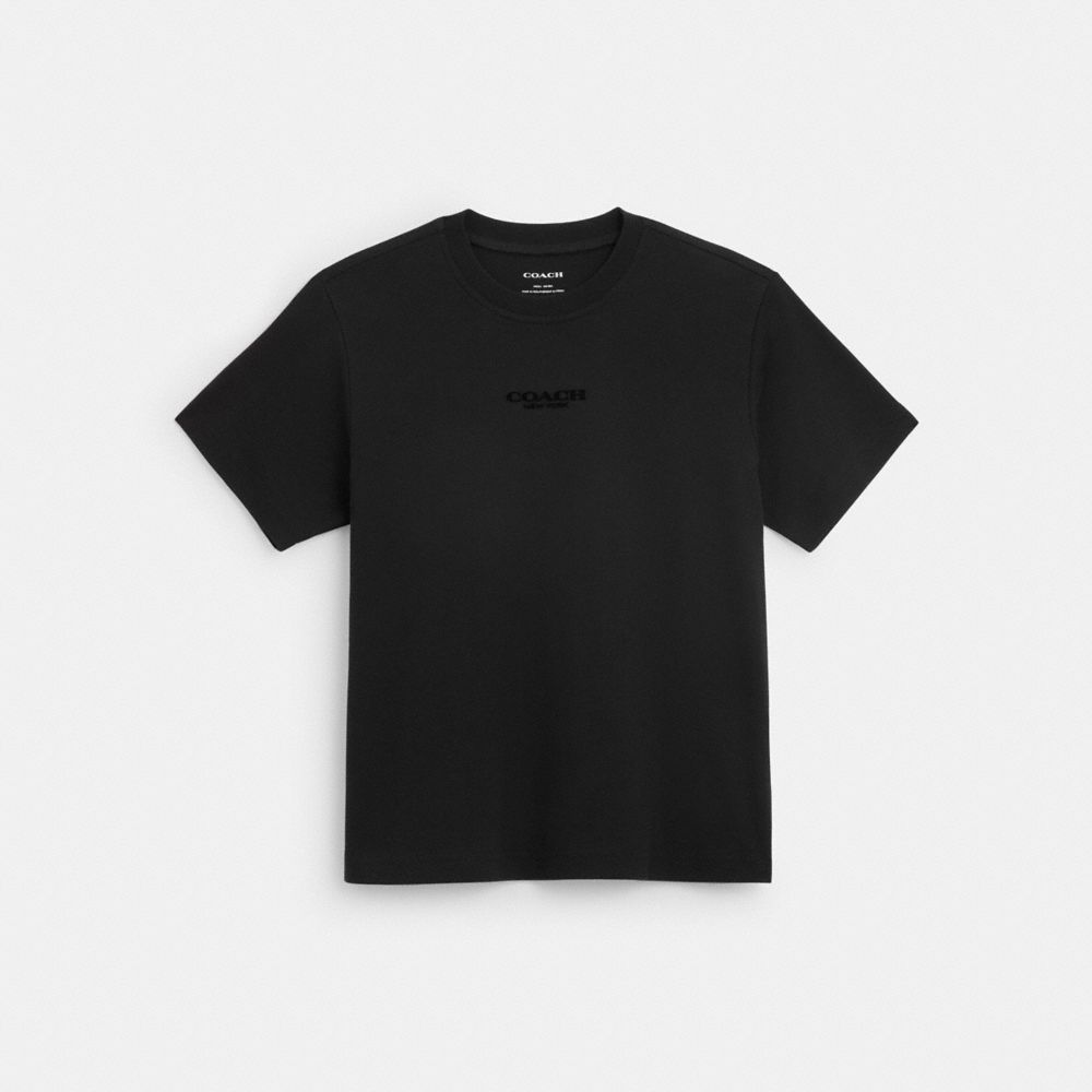 COACH®,Coach Top,Cotton,T Shirt,Casual,Black,Front View