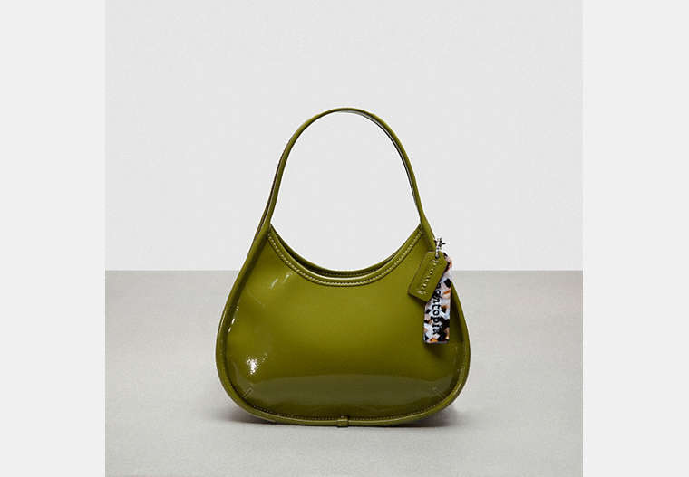COACH®,Ergo Bag in Crinkled Patent Coachtopia Leather,Medium,Olive Green,Front View