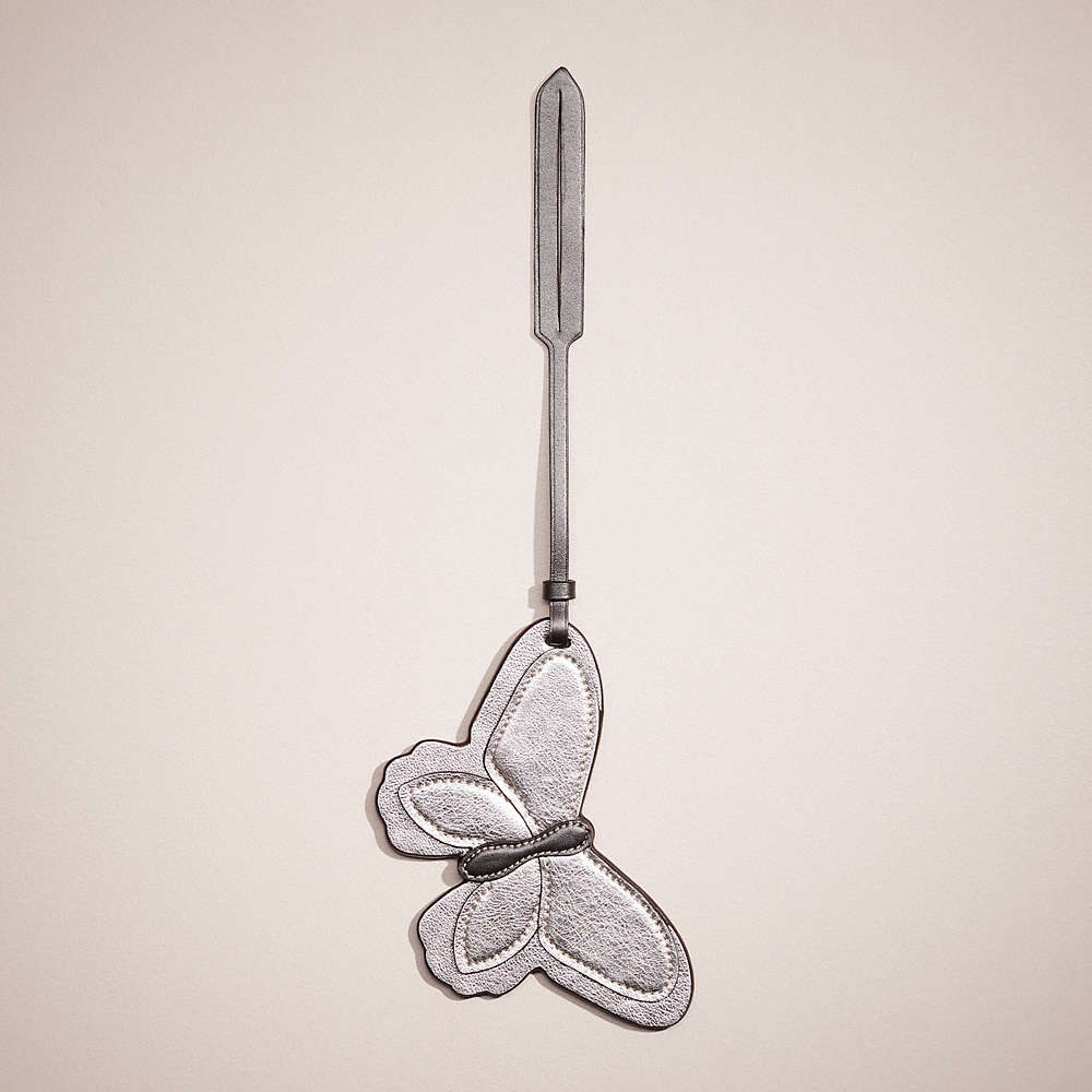 Coach Remade Butterfly Bag Charm In Silver Metallic