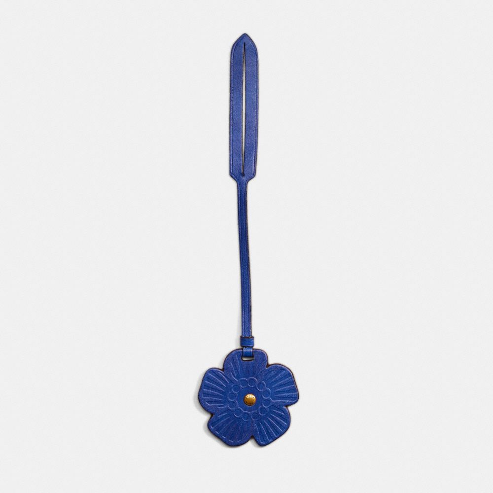 Coach Remade Tea Rose Bag Charm In Blue Multi