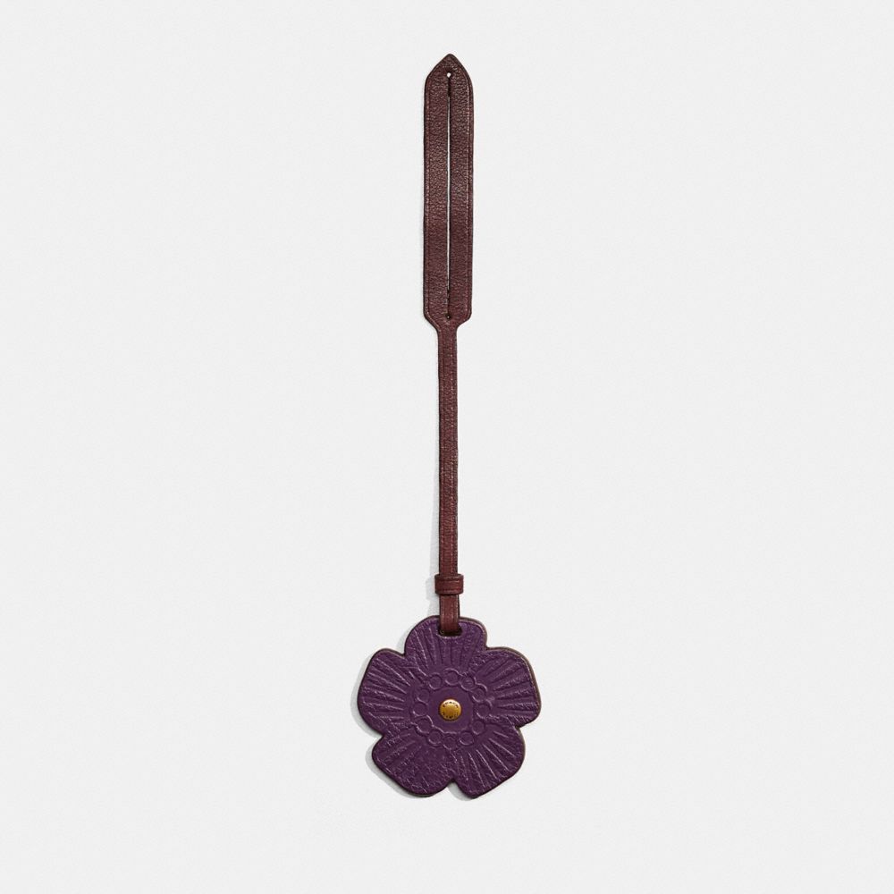 Shop Coach Remade Tea Rose Bag Charm In Purple Multi