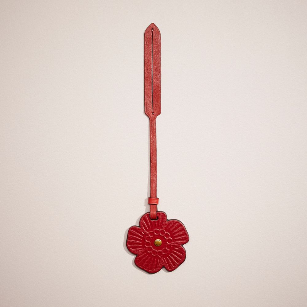 Coach Remade Tea Rose Bag Charm In Red Multi