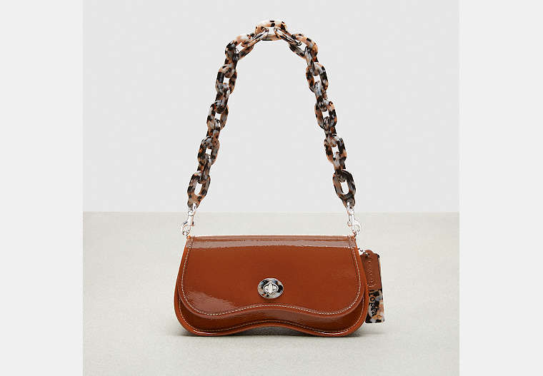 COACH®,Wavy Dinky in Crinkled Patent Coachtopia Leather,Small,Burnished Amber,Front View